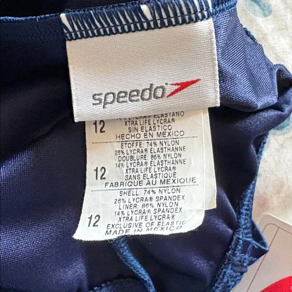 Speedo Nautical Navy One-Piece Swimsuit Size 12 - Picture 7 of 8